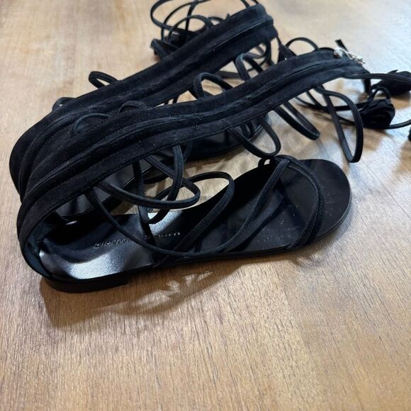 Giuseppe Zanotti Danse Gladiator Flats Black Size 6 Suede Leather $1650 New - Picture 6 of 11